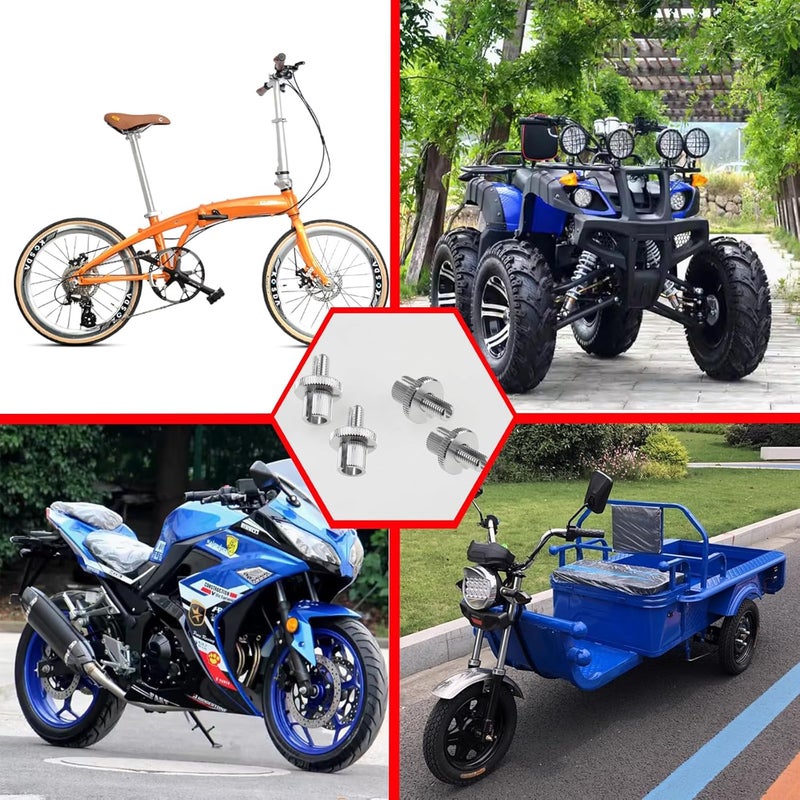 Nihfien 4 PCS M10 Clutch Brake Cable Adjuster Screw,Universal Brake Clutch Cable Line Adjuster Screw Adjusting Nut Bolt with Slotted 10MM for Motorcycle Motorbike Moped Scooter Dirt Bike-Silver - Image 5